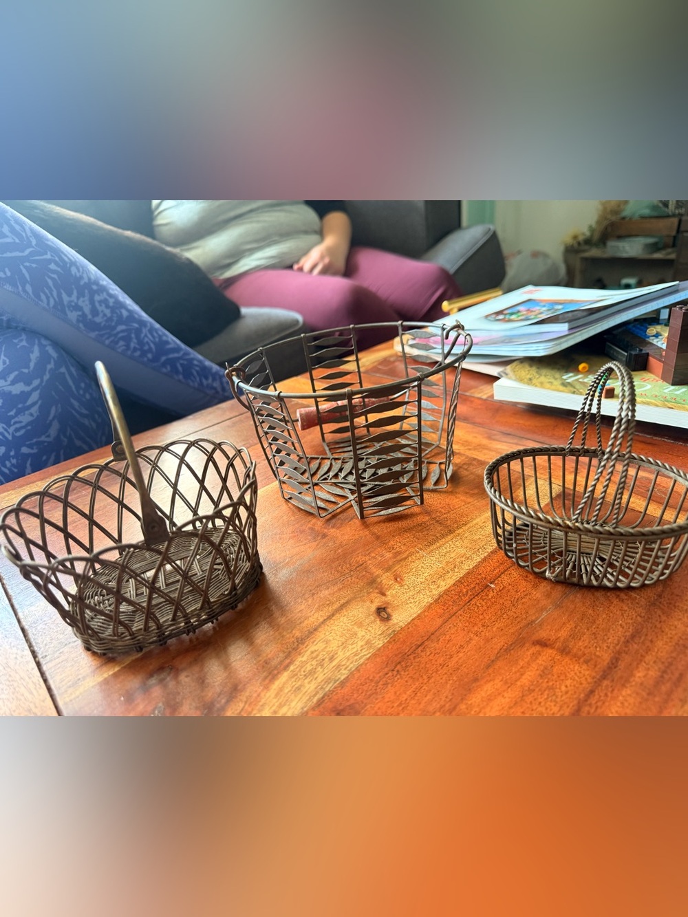 Decorative Metal Wire Basket Trio - Bronze color